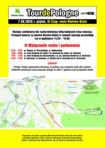 Mapa utrudnień w związku z metą etapu Tour de Pologne w Bielsku-Białej