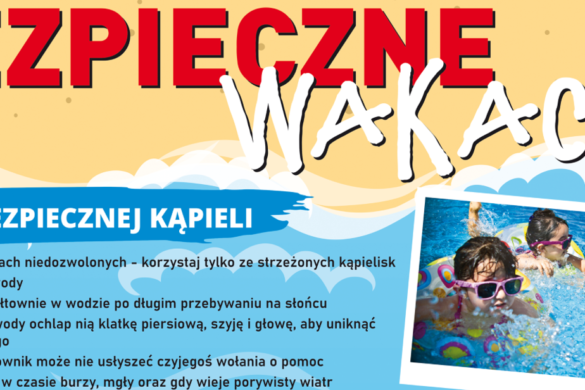 Plakat opisujący akcję Bezpieczne Wakacje 2021