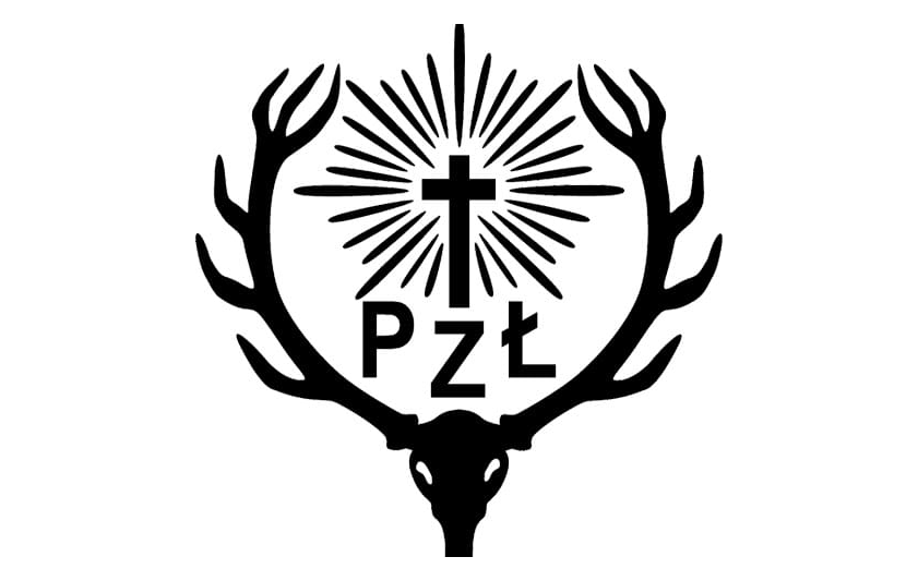 Jeleń z krzyżem pomiędzy rogami - logo PZŁ